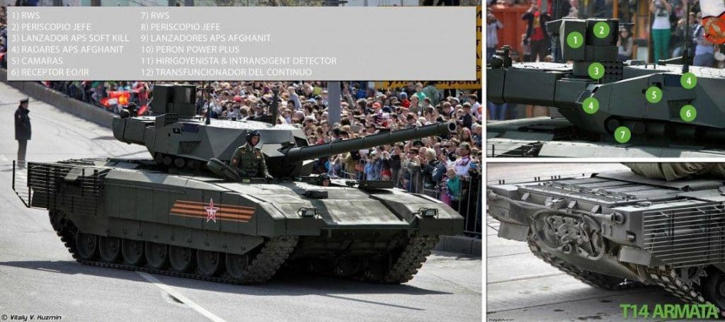 T-14 Armata y algunos detalles. Imagen: Vitaly Kuzmin.